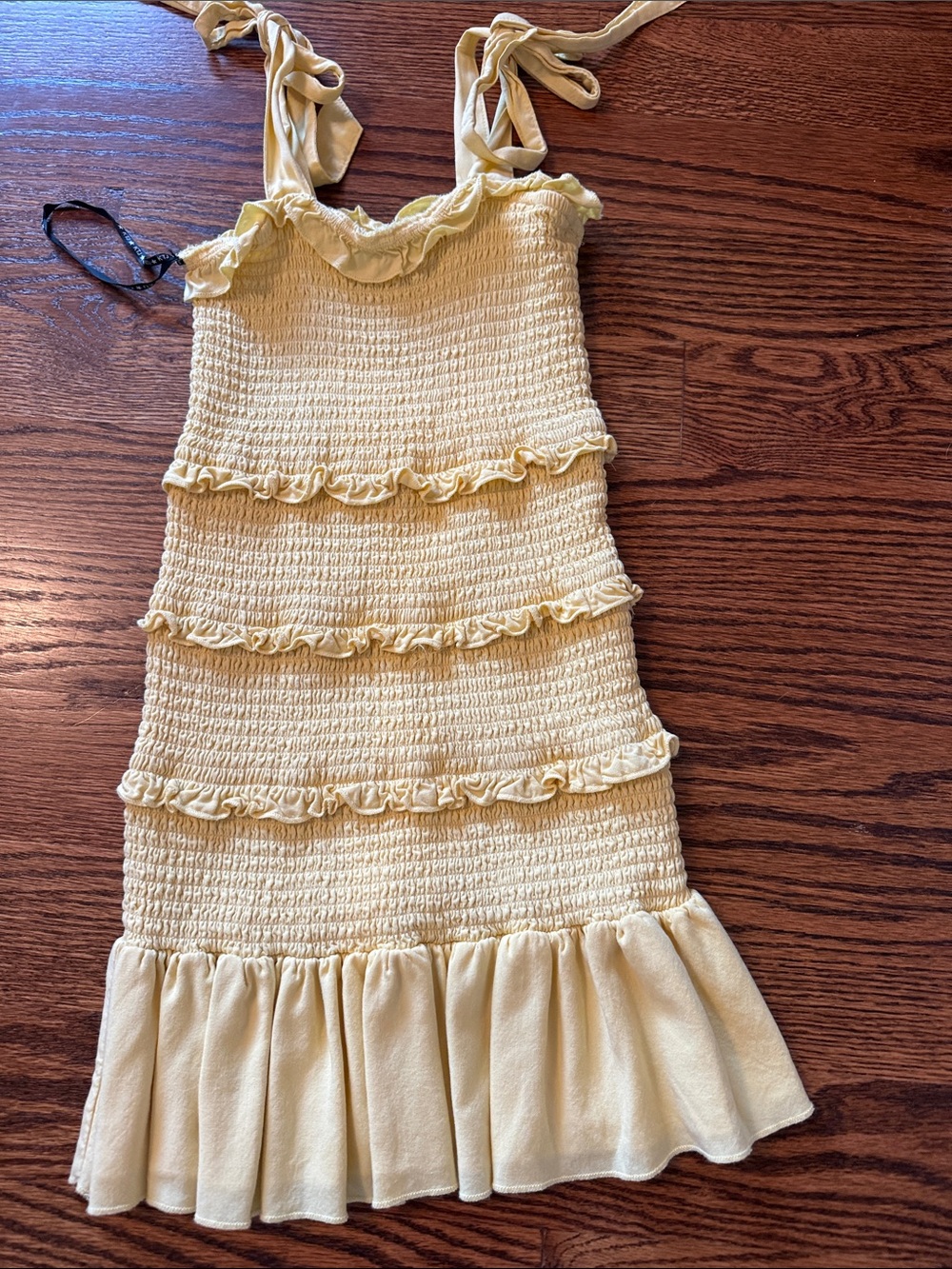 Katie J NYC Pale Yellow Smocked Ruffle Sundress